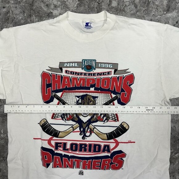 Vtg Florida Panthers Starter T Shirt Sz Large NHL Hockey 1996 Champs READ - Picture 10 of 11